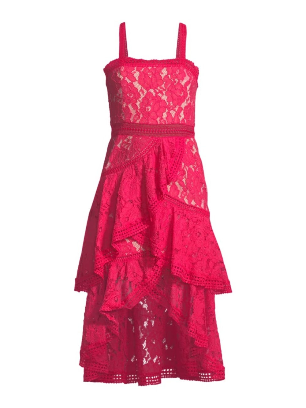 Alice + Olivia Angelita Asymmetric Tiered Lace Date Night Dress - size 12